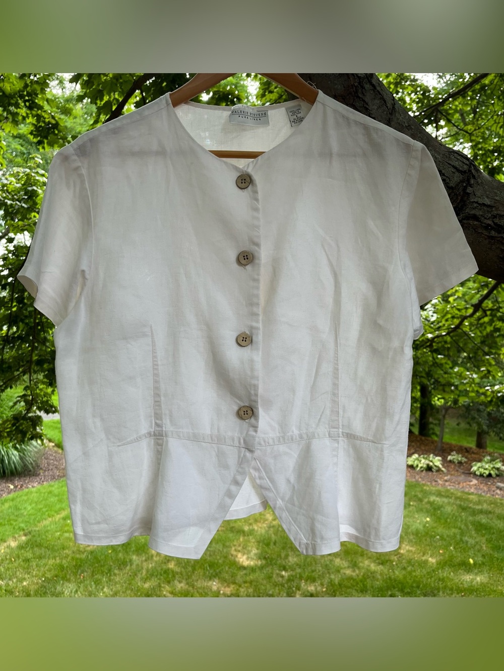 Vintage Valerie Stevens Sz 8 off-white linen top - Picture 2 of 10
